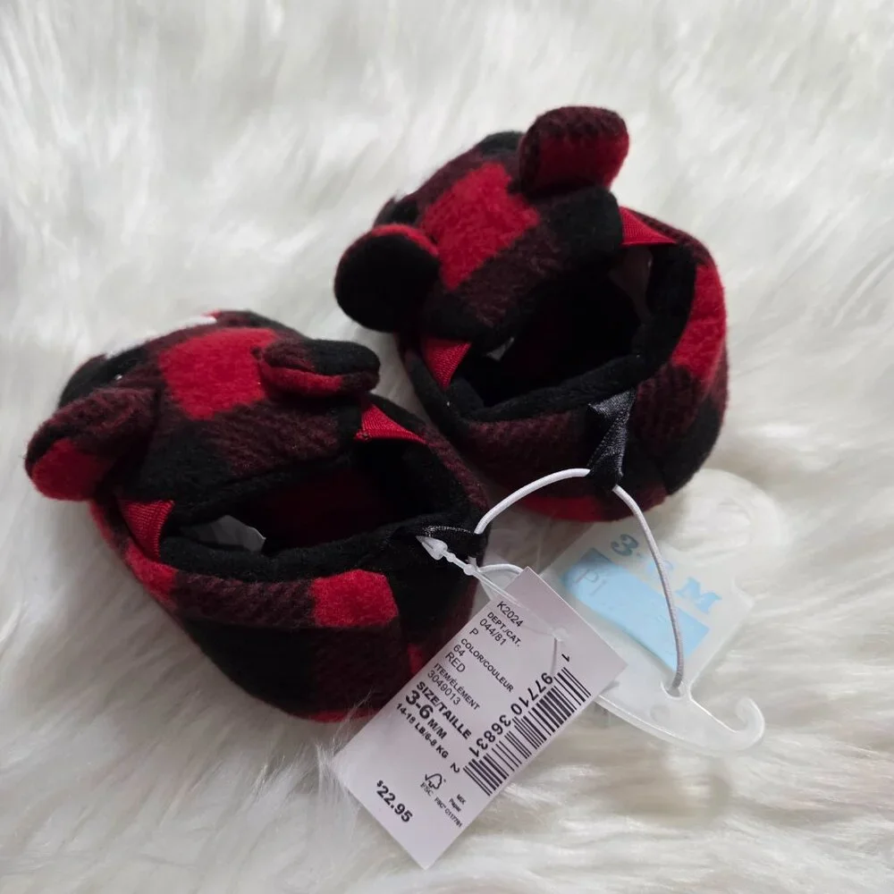 The Children's Place Plaid Baby Bear Booties
